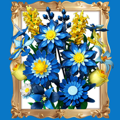 Romantic Ice Blue Daisy Bouquet Building Blocks Eternal Flower
