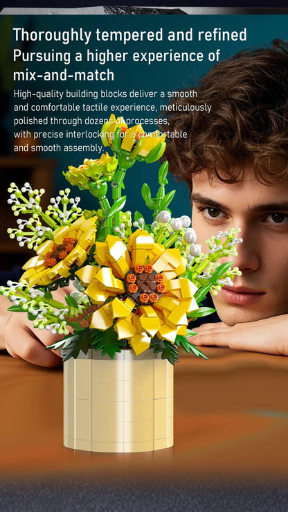 Sunflower Building Blocks Potted Plants Simulation Flower Bouquet