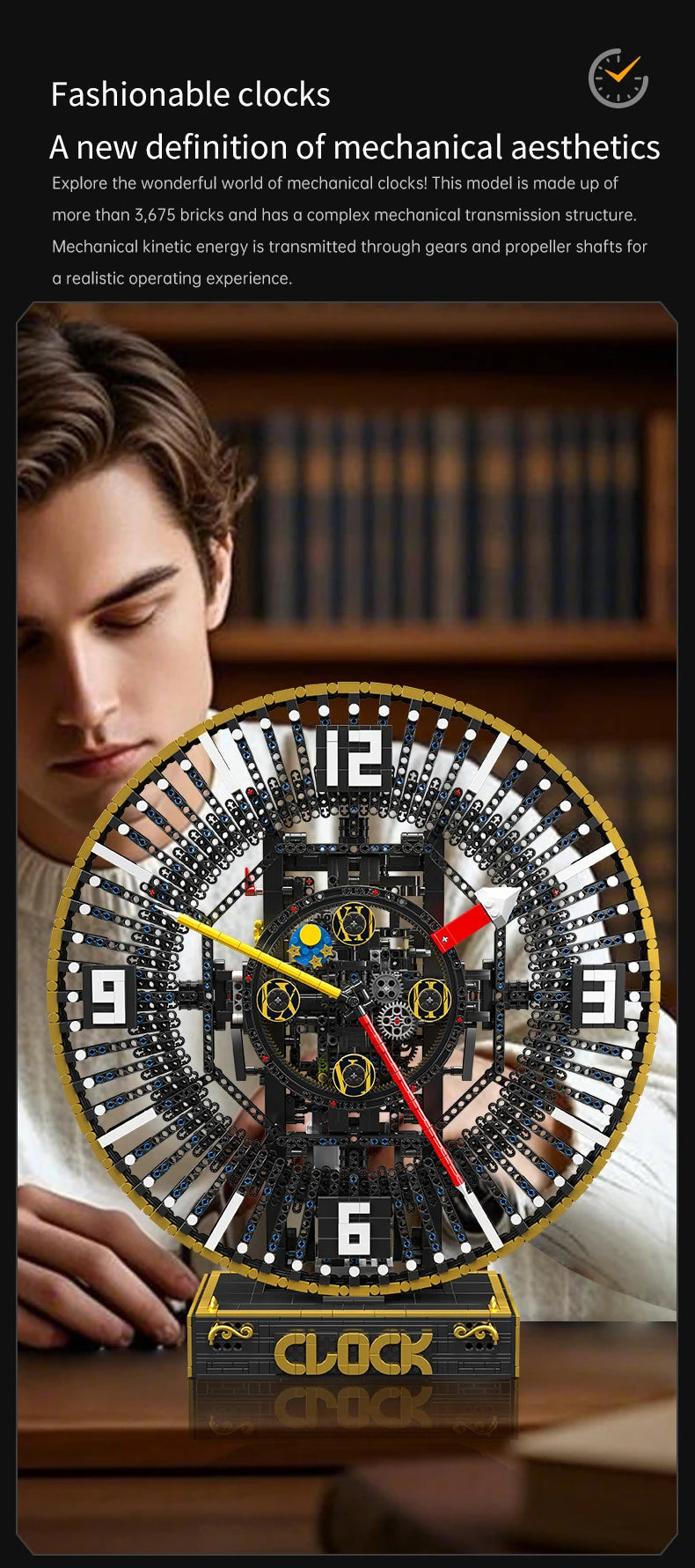 Motorized Mechanical Grand Clock Building Block