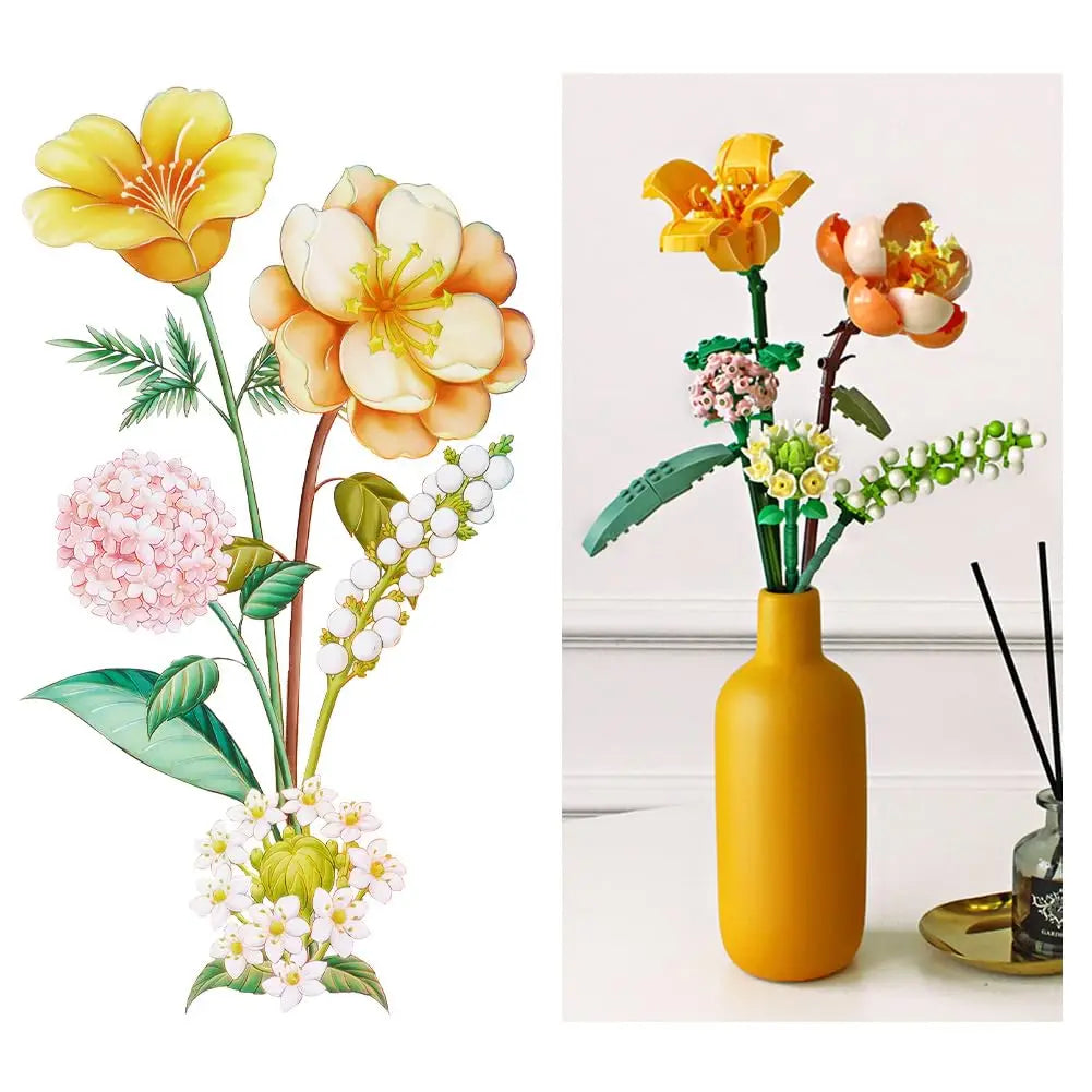 Mini Block Kids Building Toys Bricks Flowers