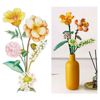 Mini Block Kids Building Toys Bricks Flowers