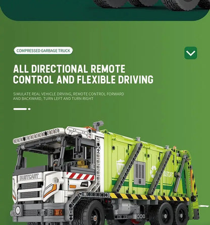 Compression Garbage Truck Electric RC Building Block Assembly Model