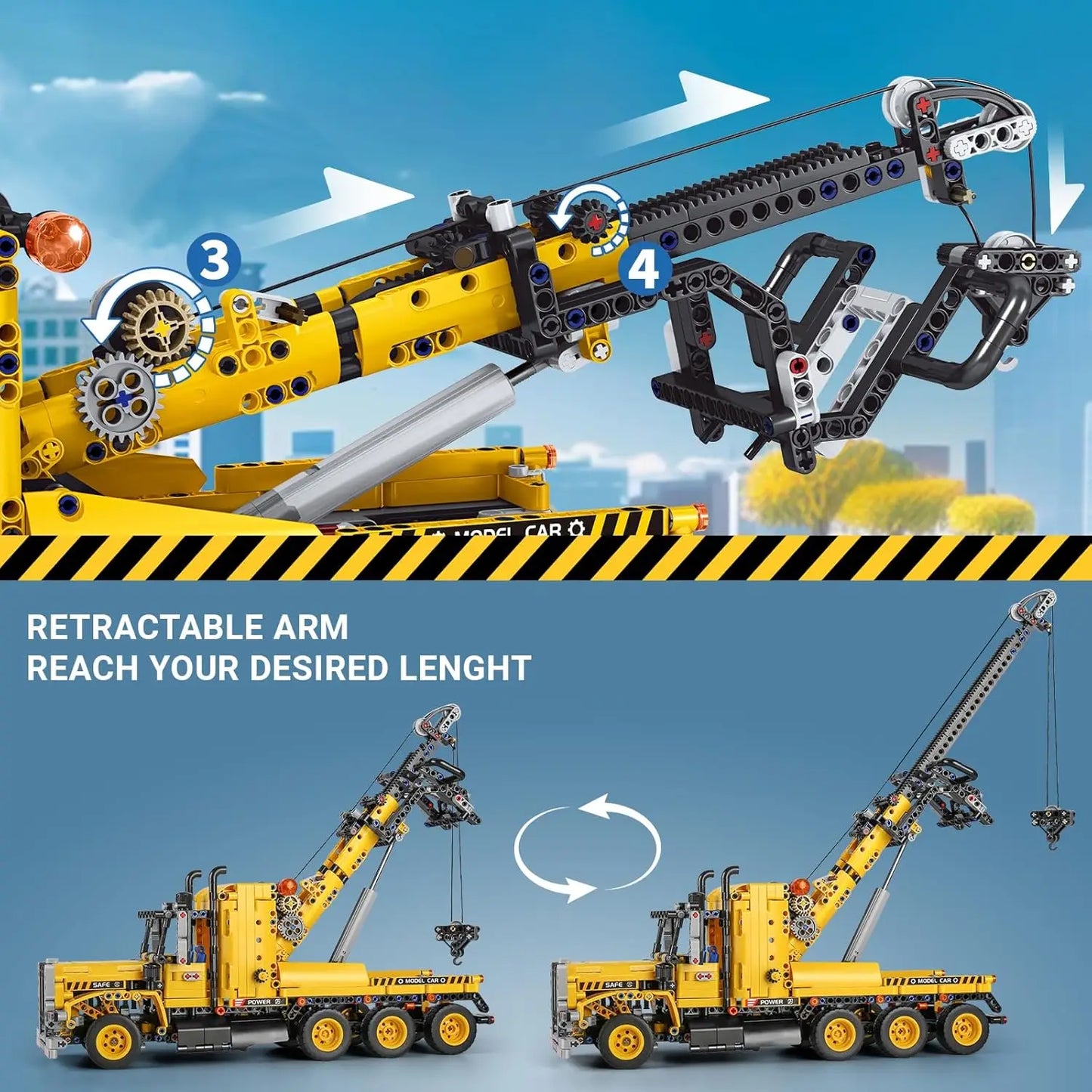 Tow Truck Building Blocks City Engeneering Trailer Crane Car