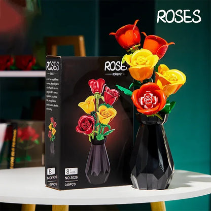 Rose Tulips Flower Model Building Blocks Set 3D