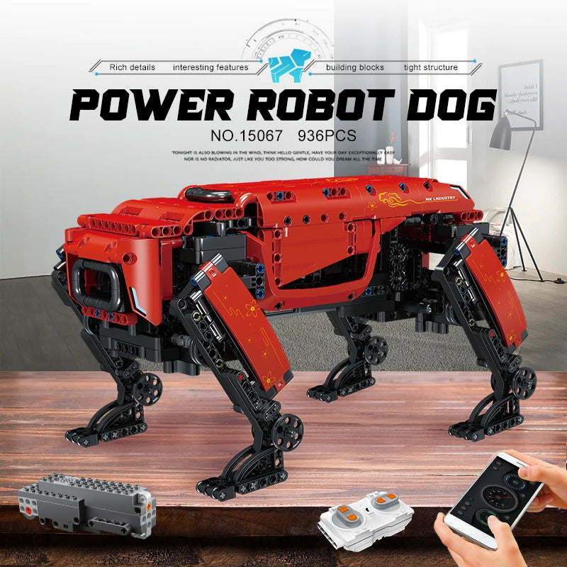 STEM Building Blocks APP RC Mechanical Robot Dog Assembly Bricks