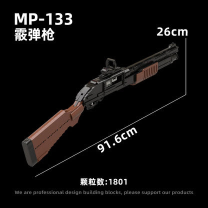 1801PCS Creative MP133 Shotgun Building Blocks MOC Technical Can Shoot Projectile Shells Assemble Bricks Model Toy Gift For Kid