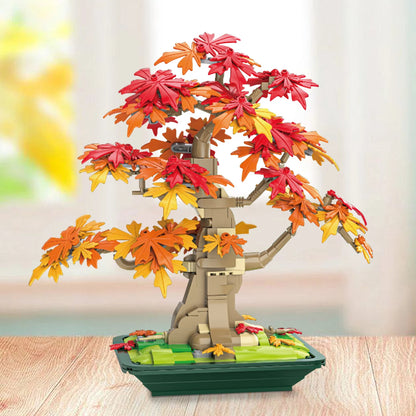Bonsai maple tree home decoration, Building blocks tree model