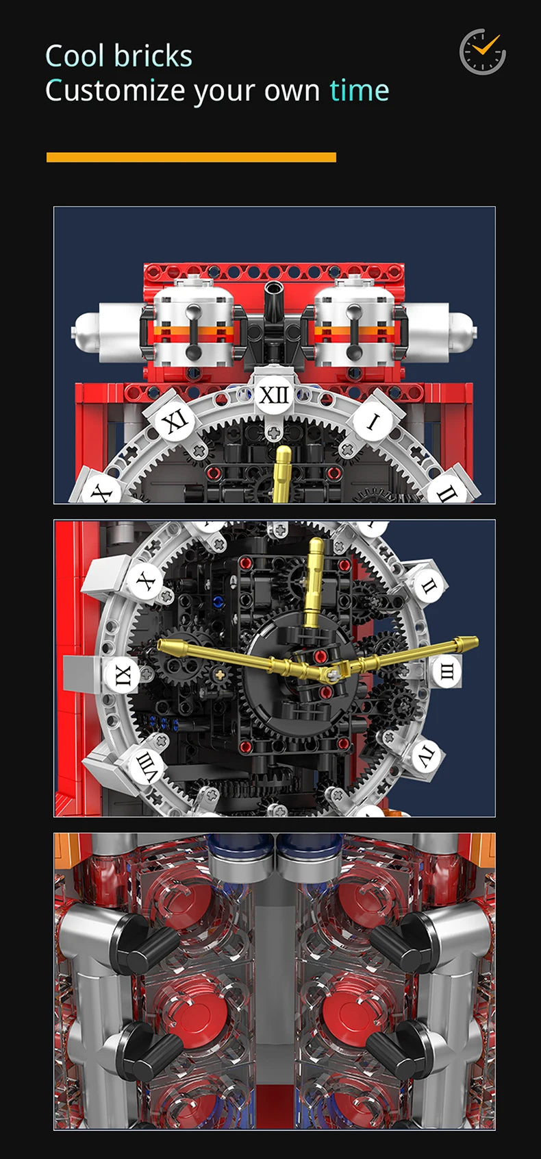 Technical Clock Toys The Motorized Engine Clock Blocks