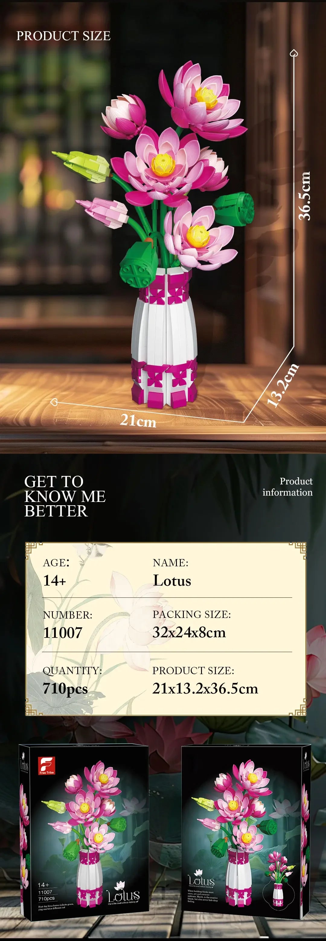 Lotus Flower with Vase Building Blocks