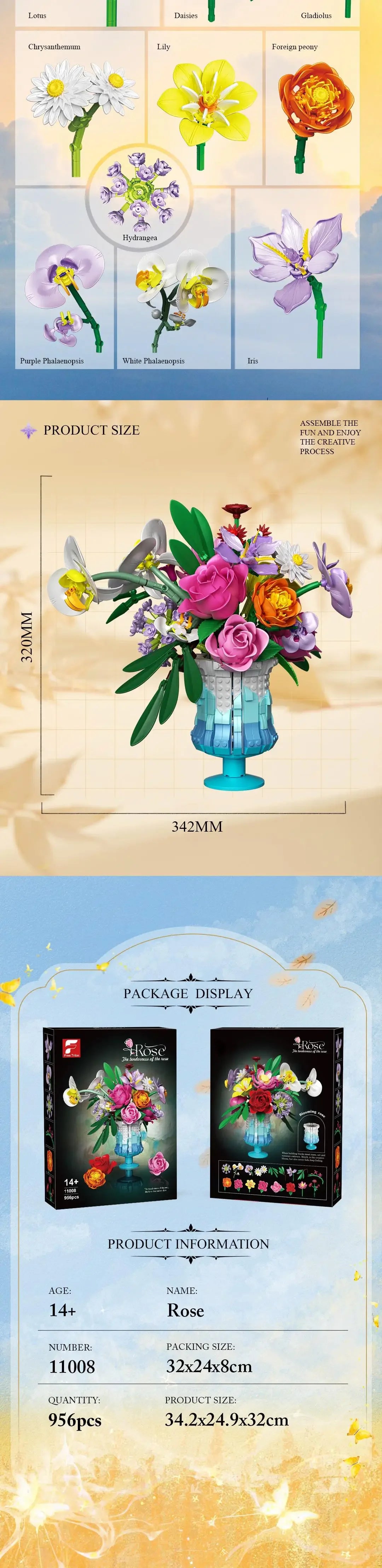 Preserved Flowers Building Blocks Rose