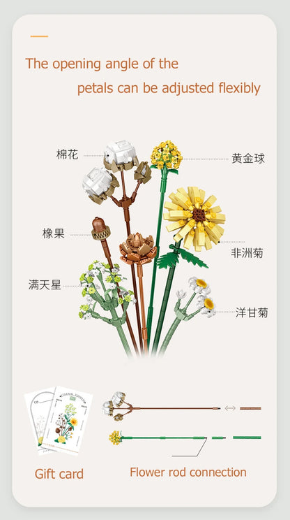 Flower Building Blocks DIY Plant Bonsai Decoration Rose
