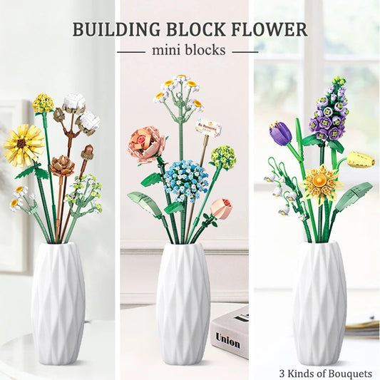 Flower Building Blocks DIY Plant Bonsai Decoration Rose